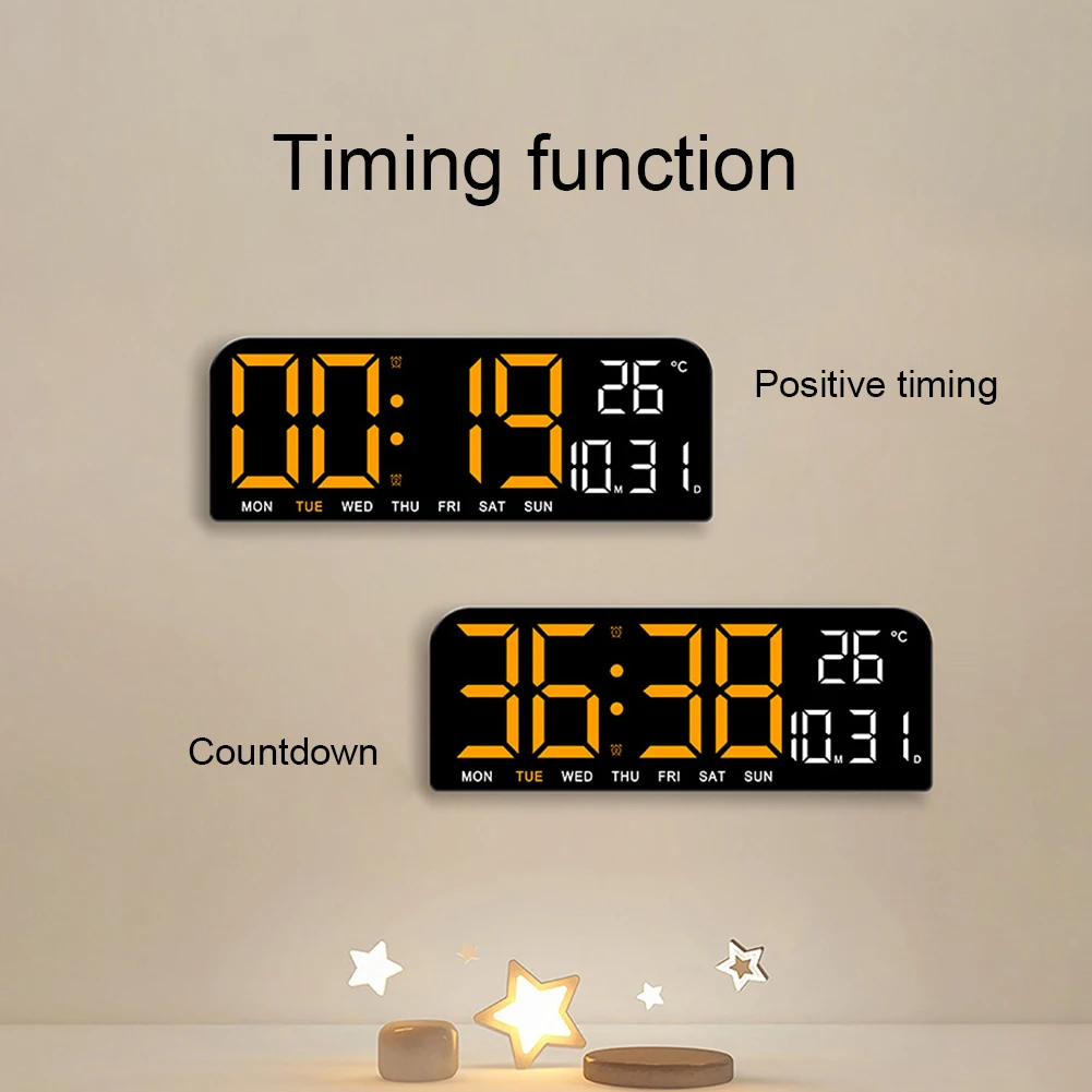 Electronic Digital Clock With 5 Modes Voice Control Adjustable Brightness Table Clock For Office Living Room Bedroom Decor