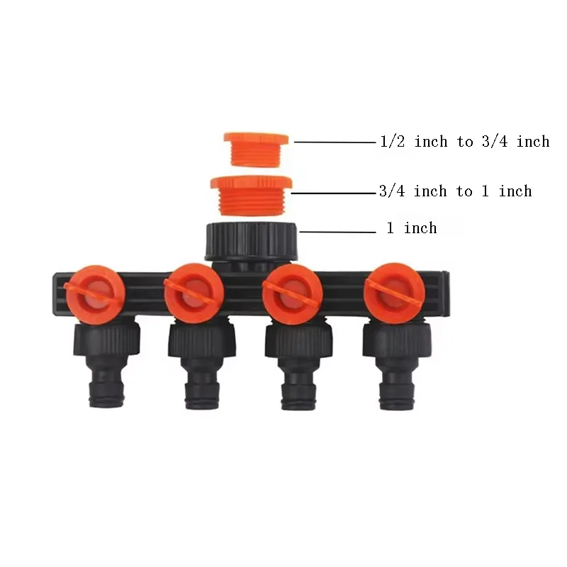 Four-Way Valve Garden Faucet Household Irrigation Joint for Watering Washing Car Water Pipe