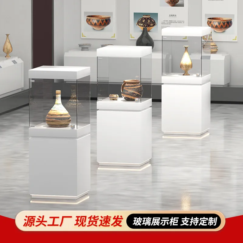 Museum antique porcelain glass display cabinet custom jewelry jade antique cultural relics figure display cabinet paint cabinet