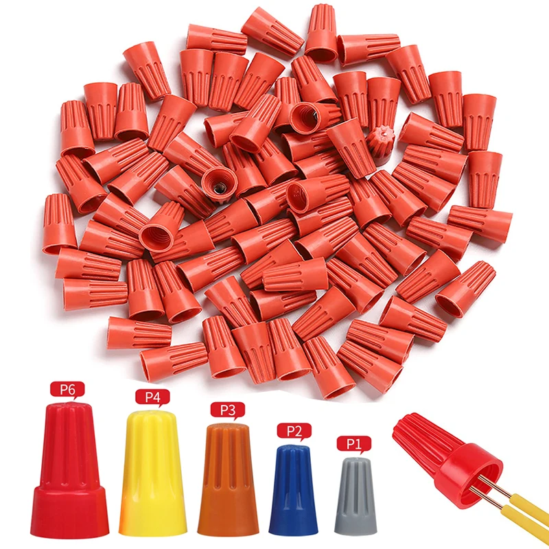 75/25pcs Fast Connector Spring Cap Crimp End Terminal AWG24-7 Insulated Electrical Insert Splice Rotating Wire Connection