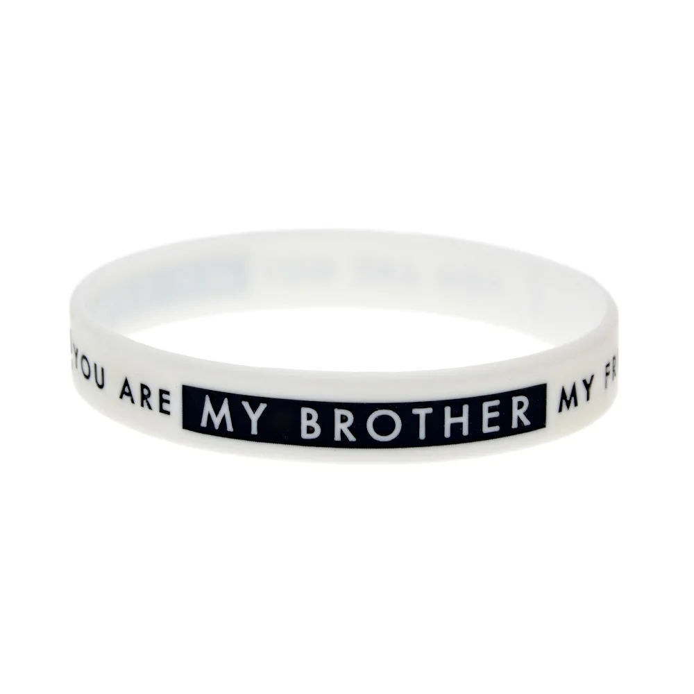 1 PC You Are Not My Friend You Are My Brother Basketball Silicone Bracelet Black And White