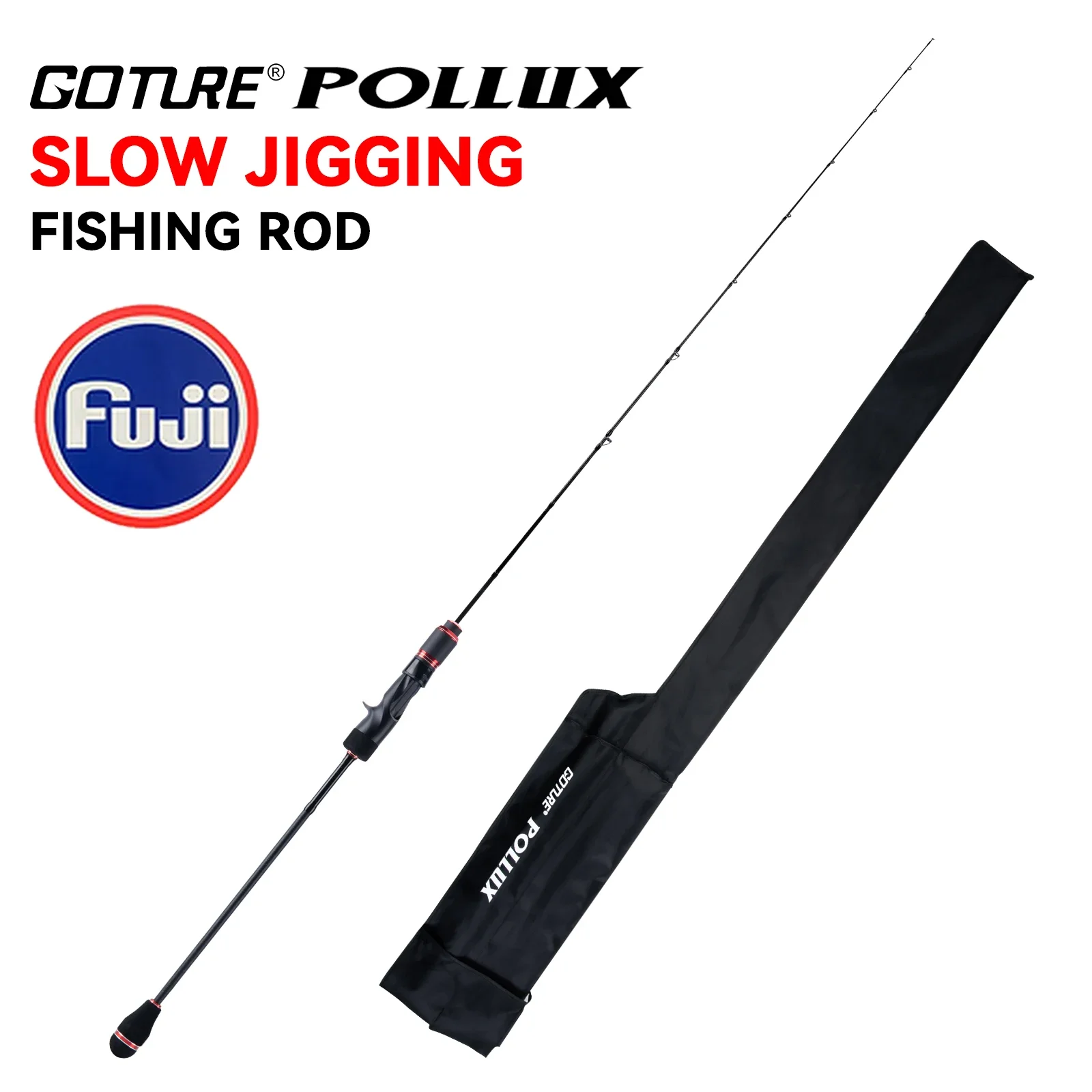 goture fibra de carbono girando hastes de fundicao anel de guia vara de pesca de jigging lento pollux fuji pesca do barco do mar ml m mh poder 30t 01