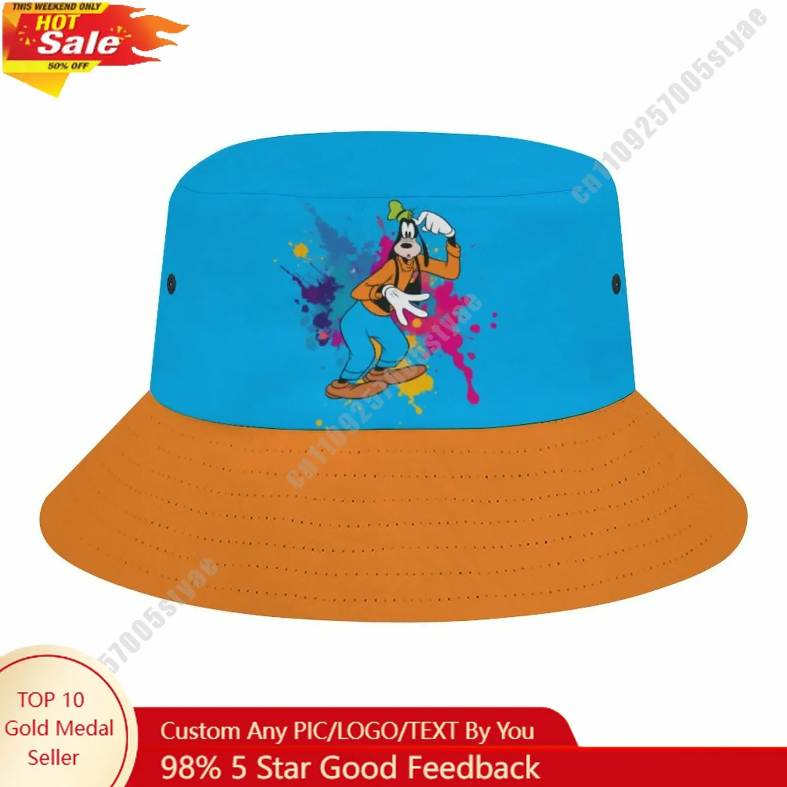 

Кепка-панама Goofy с героями мультфильмов Диснея, индивидуальный дизайн с вашим изображением, рыбацкая шляпа, подарок на праздники, защита от солнца, модная шляпа