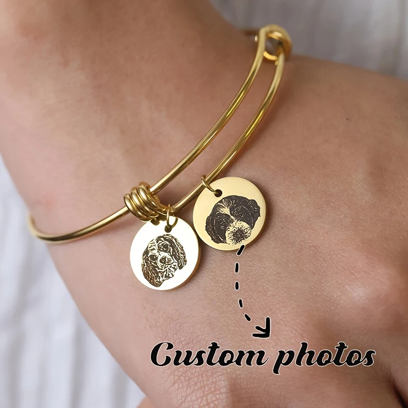 

Custom Pet Avatar Bracelet Custom Pet Portrait DIY Bracelet Personalized Multiple Photos Stainlss Steel Women'S Jewelry Mum Gift