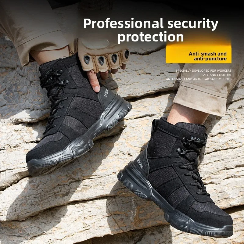 Large Size  Anti-smashing and Anti-puncture Protective Shoes High-top Safety Shoes Work Shoes