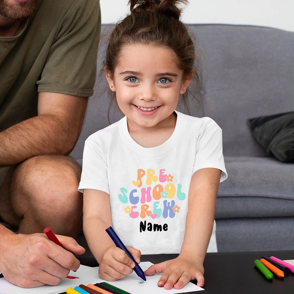 

Personalized Pre-K Crew Print Students Shirt Custom Name Short Sleeve Shirts Pre K T-Shirt for Childs Gift Pre K Crew Tee