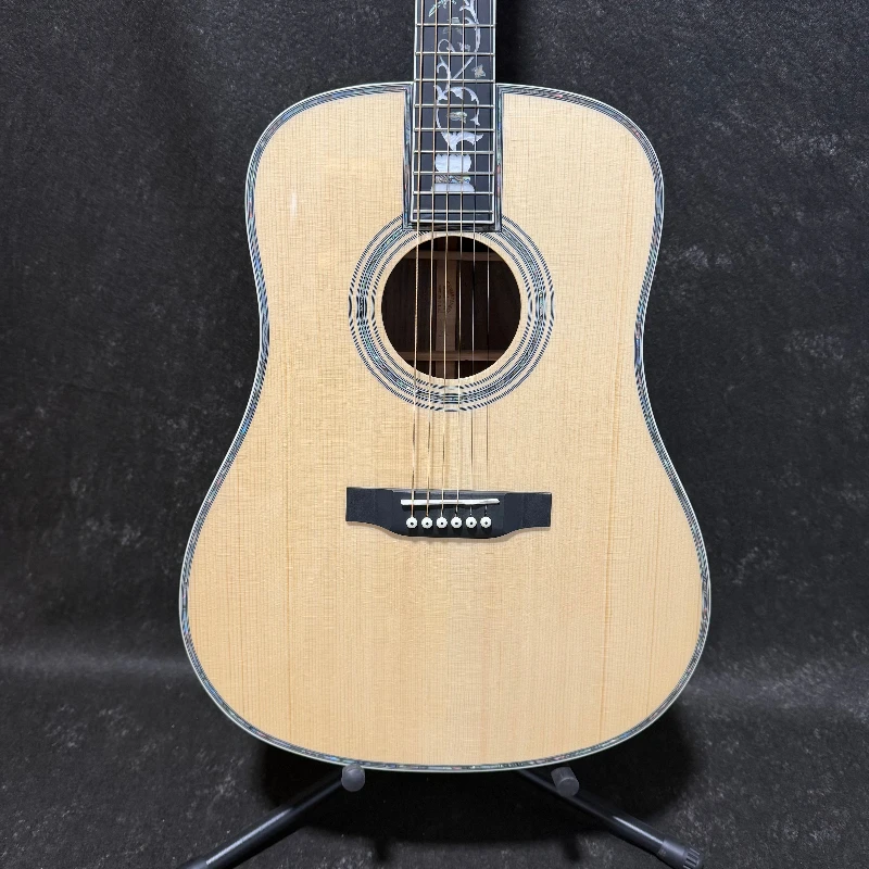 

Акустическая гитара D45 с корпусом из сосны Asperata, инкрустированным черным деревом, и декой из белого перламутра, с фиксированным бриджем, цельный верх, бесплатная доставка