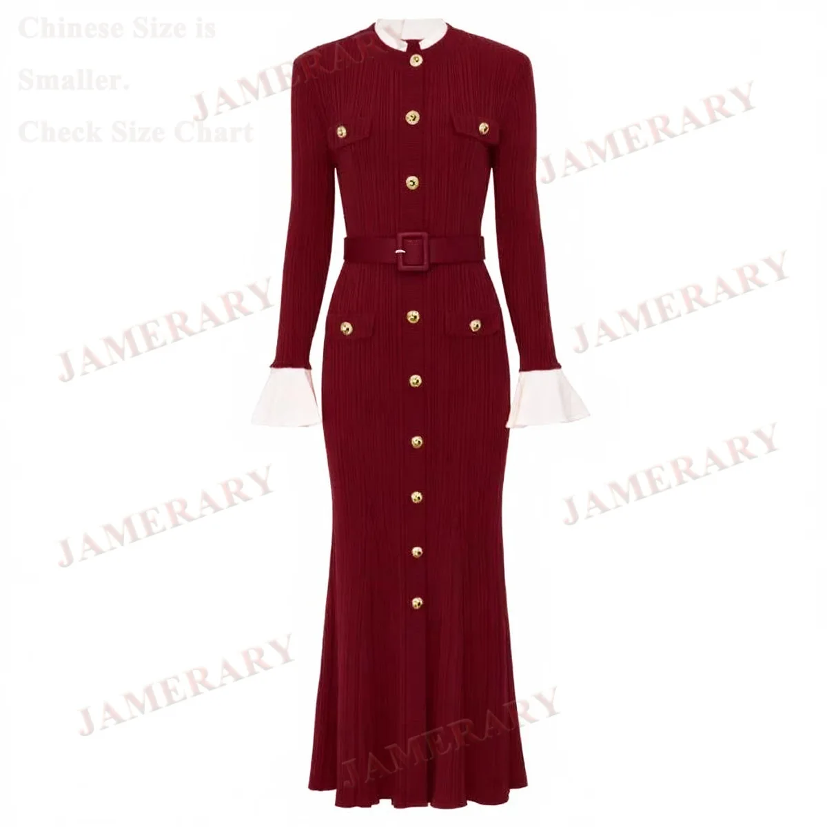 Kwaliteit Herfst Winter Gebreide Lange Jurken Vrouwen Mouwen Single Breasted Trui Schede Jurk Dame Prom Diner Avond Vestidos