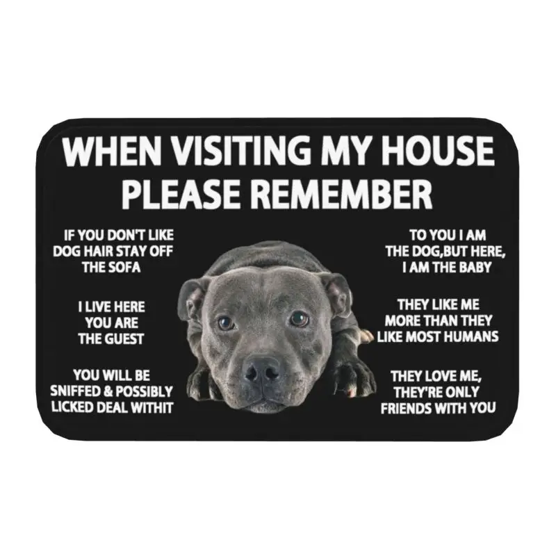 Staffordshire Bull Terrier Doormat Non-Slip Kitchen Bath Mat Bedroom Balcony Floor Door Entrance Carpet Rug