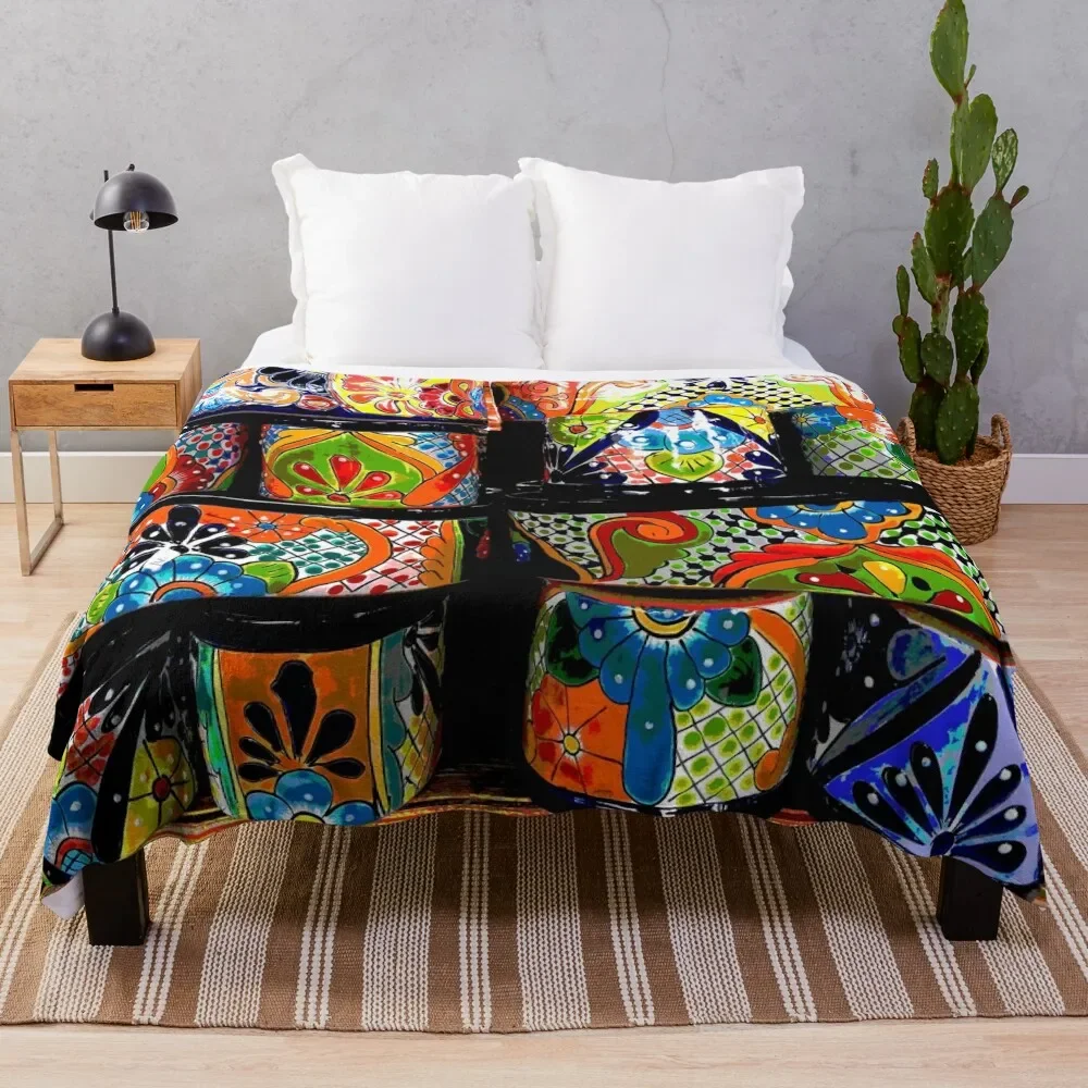 

Talavera Pottery Tubs & Pots Throw Blanket Plaid For Baby Bed covers Thermals For Travel Blankets