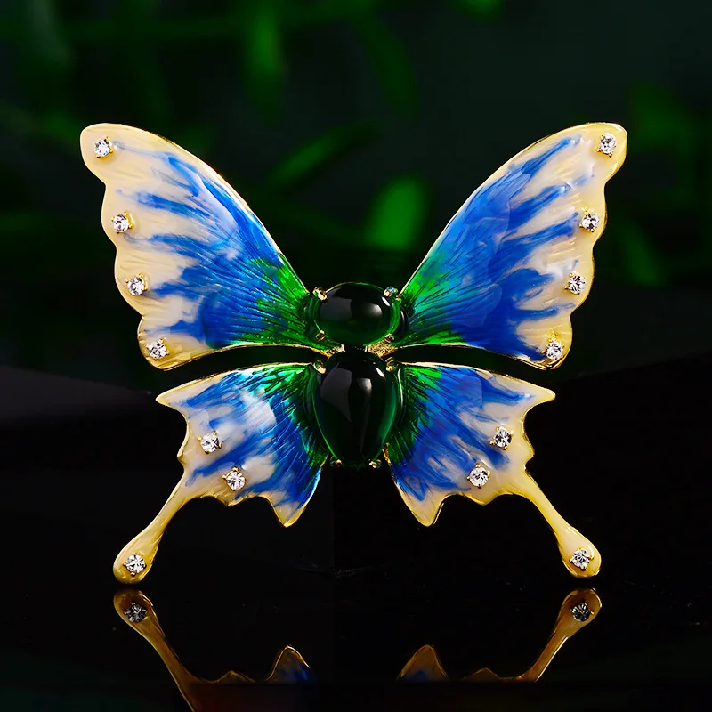 New Enamel Colorful Butterfly Brooch Atmospheric Insect Accessories Corsage Cubic Zircon Coat Skirt Clothing Ornament for Women