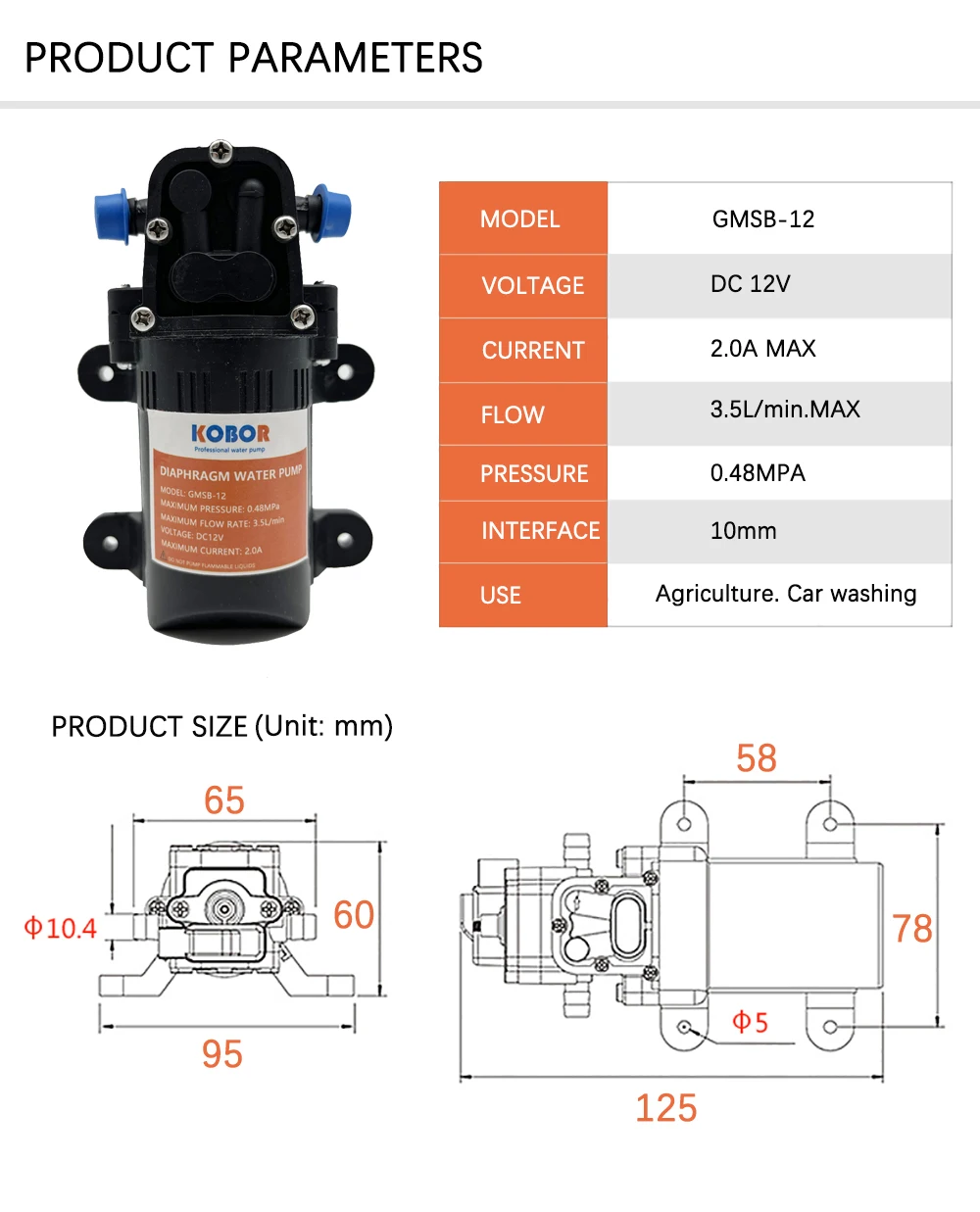 Micro Electric Water Pump Dc 12v 70psi 3.5l/min Black Micro High Pressure Diaphragm Water Sprayer Car Wash 12 V Agricultural