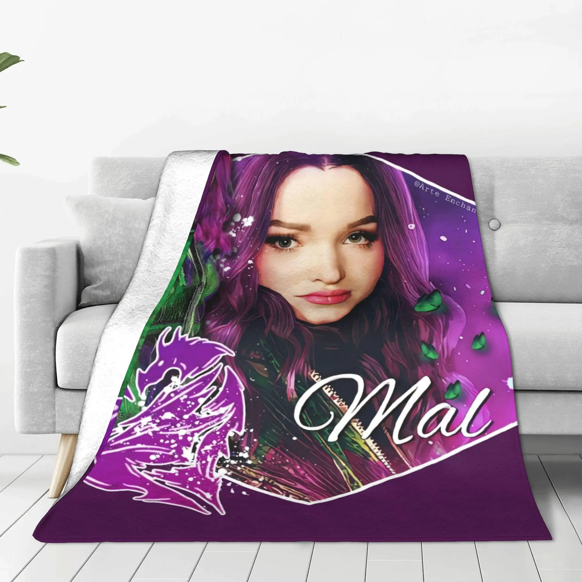 Customize Mal Purple Beauty Descendants 3 Throw Blanket for Sofa, Bedroom, Home Office, Napping, Car Travel, Picnics, And Giftin
