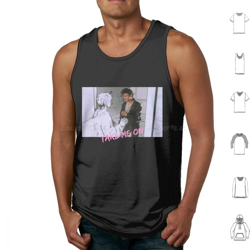 

Take Me On Майки Жилет без рукавов 80-х 80-х Музыка Ха Take Me On I Love The 80-х