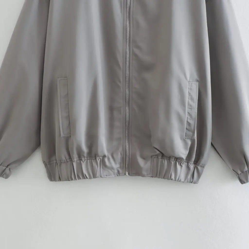 

Women's American Style Loose Slimming Jacket Long Sleeve Zipper Cardigan Handsome Boyfriend Coat for Autumn