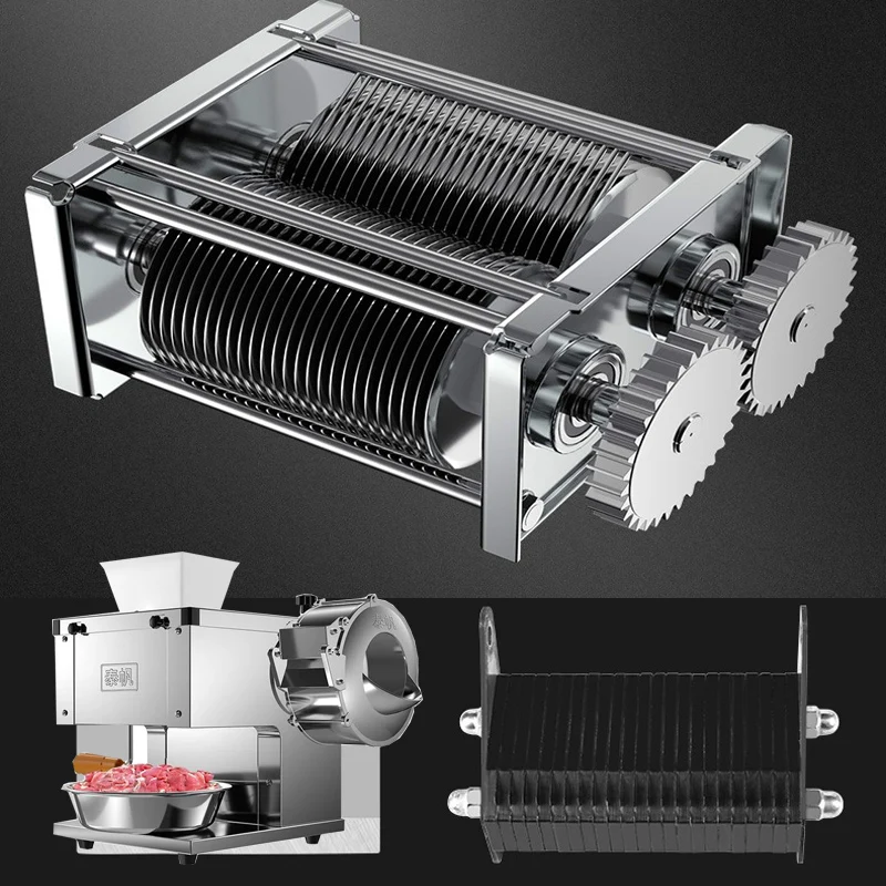 Commercial Meat Slicer Stainless Steel Fully Automatic 850W Shred Slicer Dicing Machine Electric Vegetable Cutter Grinder