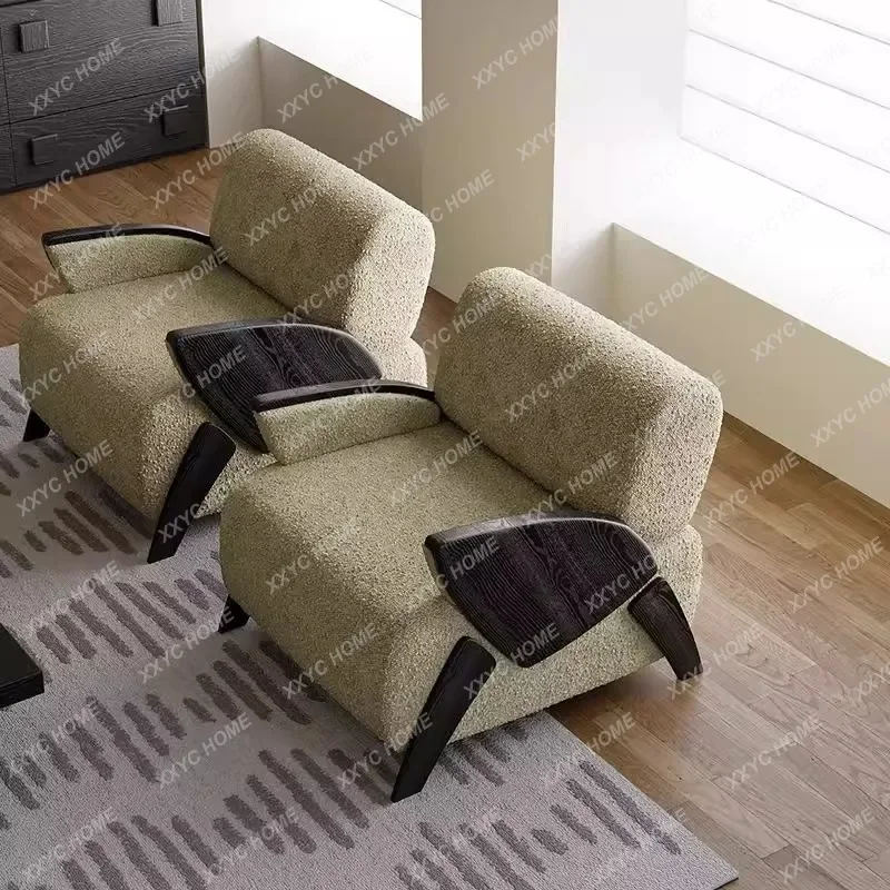 A Medieval Beetle Leisure Chair Beige Sofa Chair Living Room French Cream Wind Sofa Chair