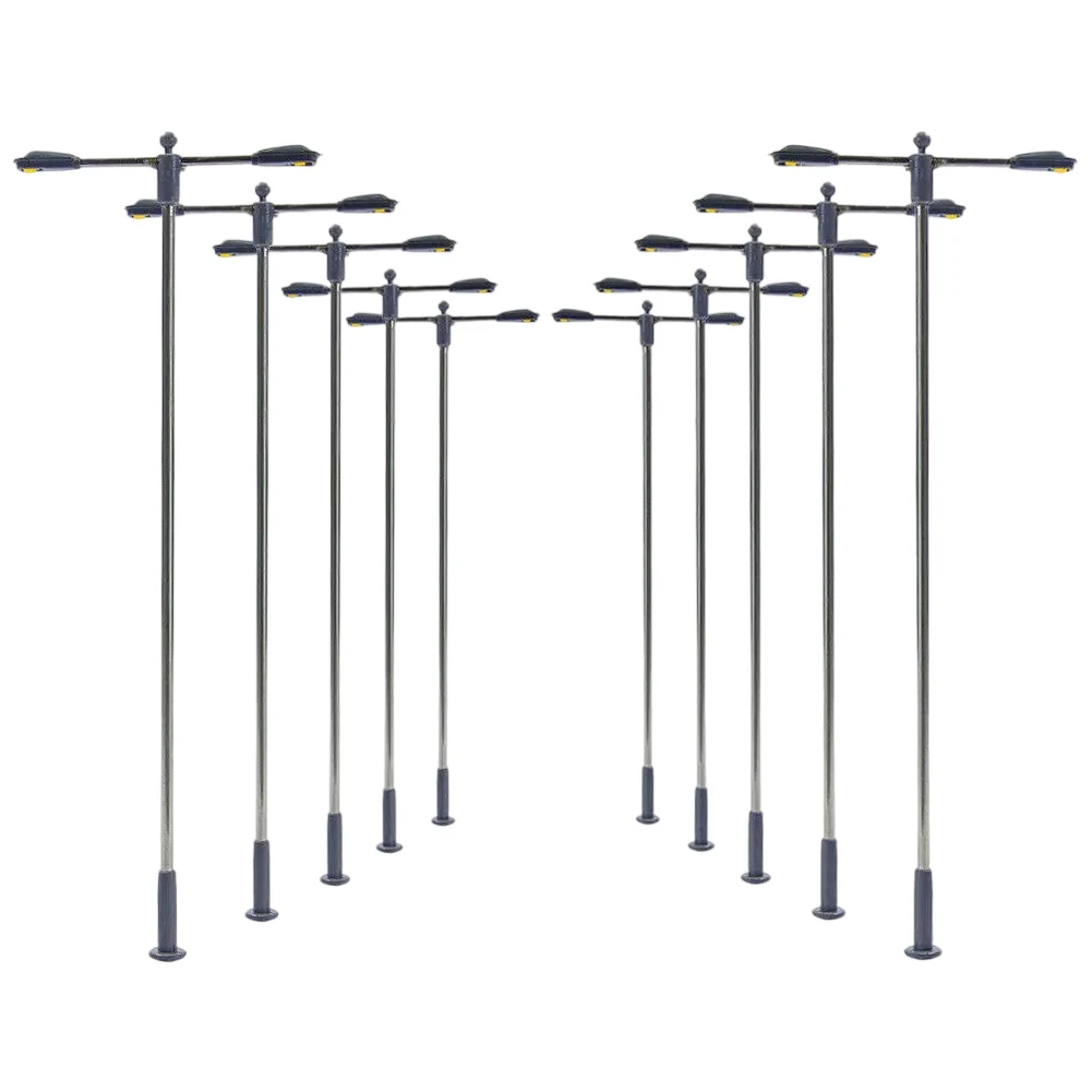 HO OO Scale 10pcs Model Street Lamp Height Adjustable 104mm 20mA 3 Volts Double Whip Lamps Flexible Steel Mast