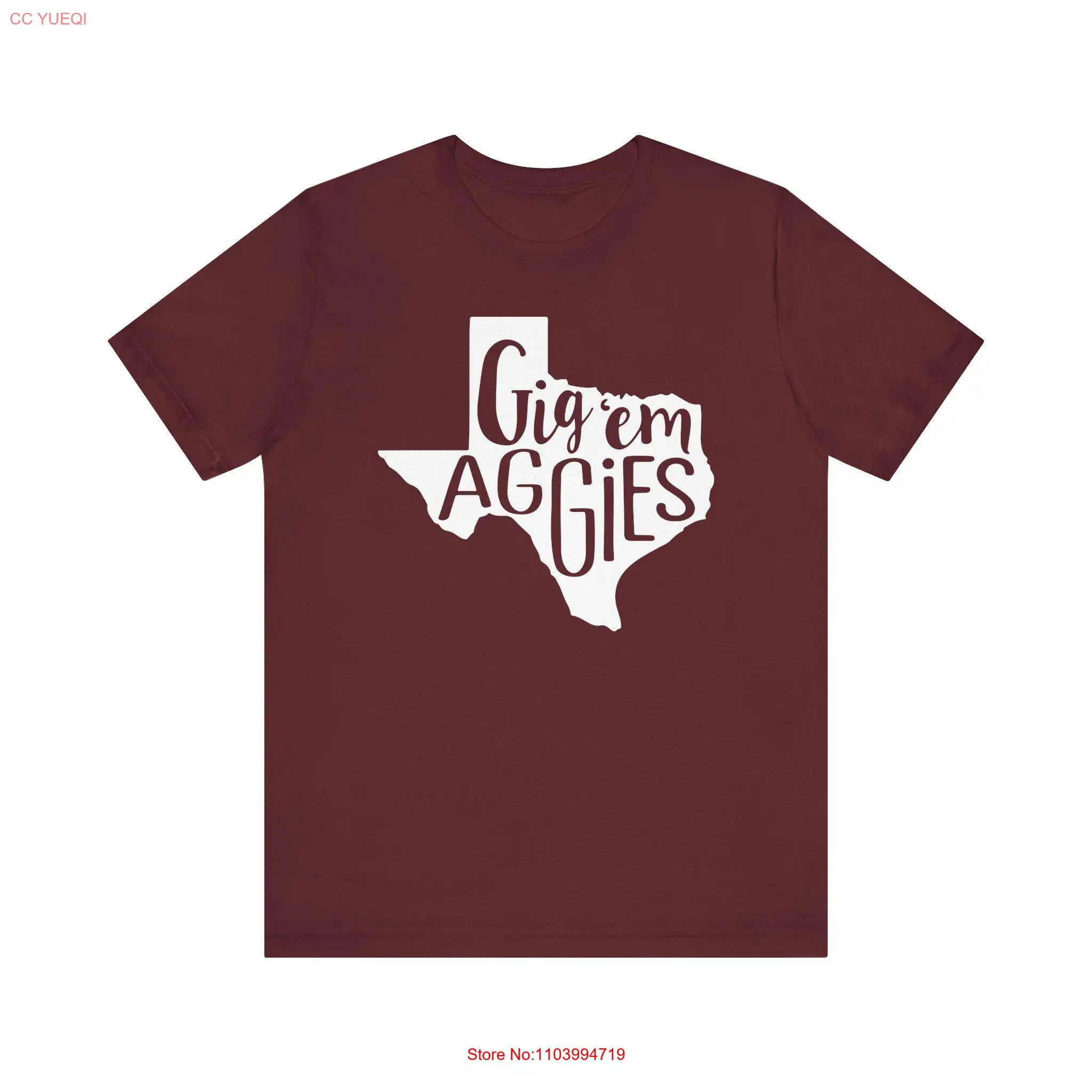 Gig 'Em Aggies  T Shirt long or short sleeves