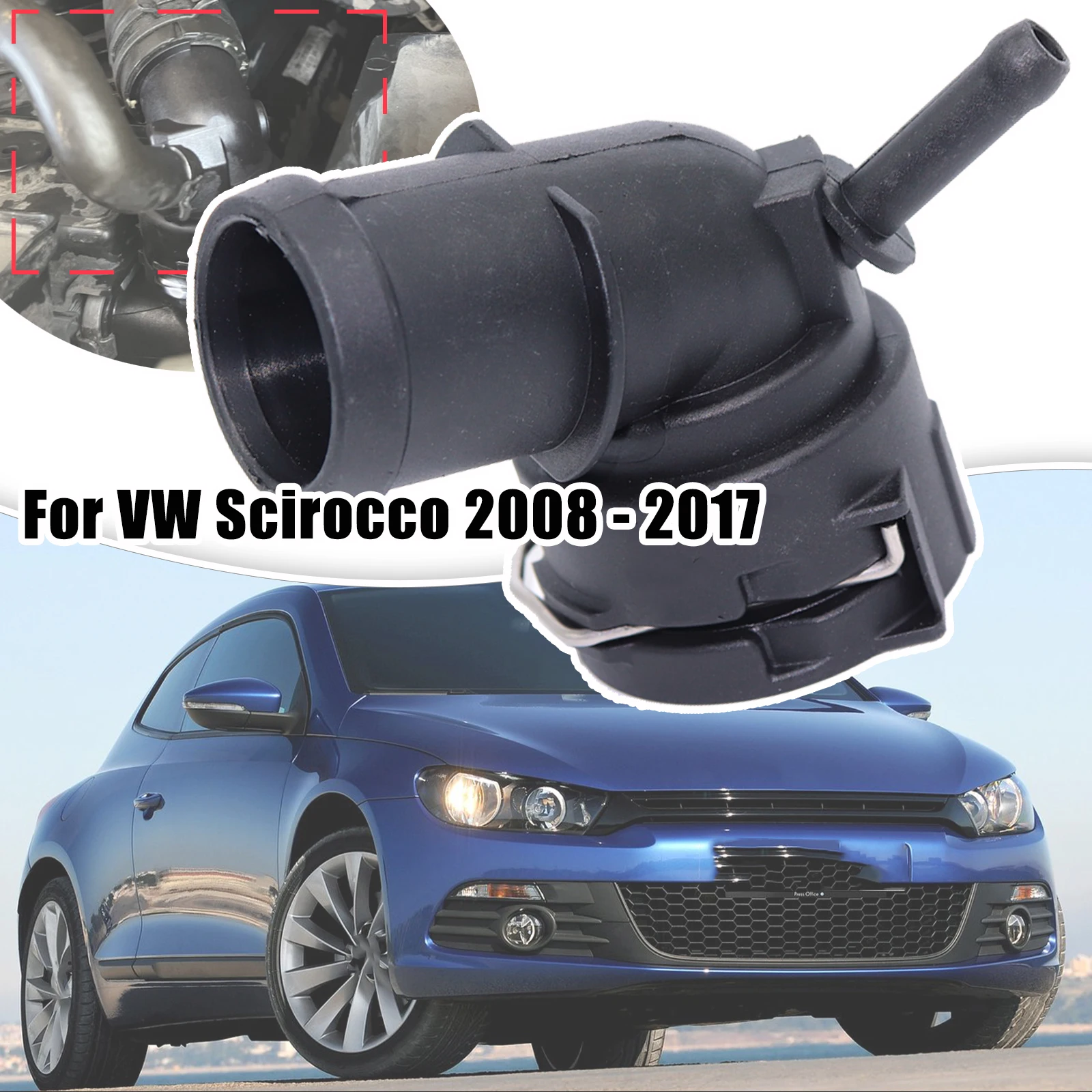 For VW Scirocco 2008 - 2017Car Radiator Coolant Hose Flange Quick Acting Coupling Adapter Pipe Connector Seal Petrol 1K0122291BE