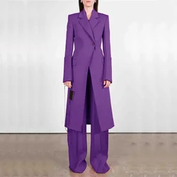 Women Pants Suit Two Pieces(Jacket+Trousers)Set New Female Elegant High-quality Extended Coat  Clothing