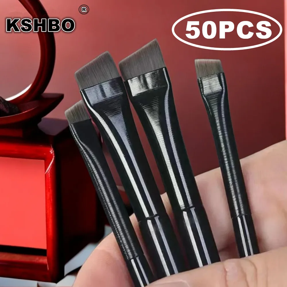 KSHBO 50Pcs Set Portable Eyebrow Contour Brush Eyeliner Small Angle Brush Female Makeup Tool for Eyebrow Grooming