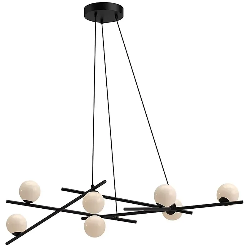 Modern Creative Simple Black Glass Chandelier for Dining Room Living Room Interior Decoration Ceiling Light