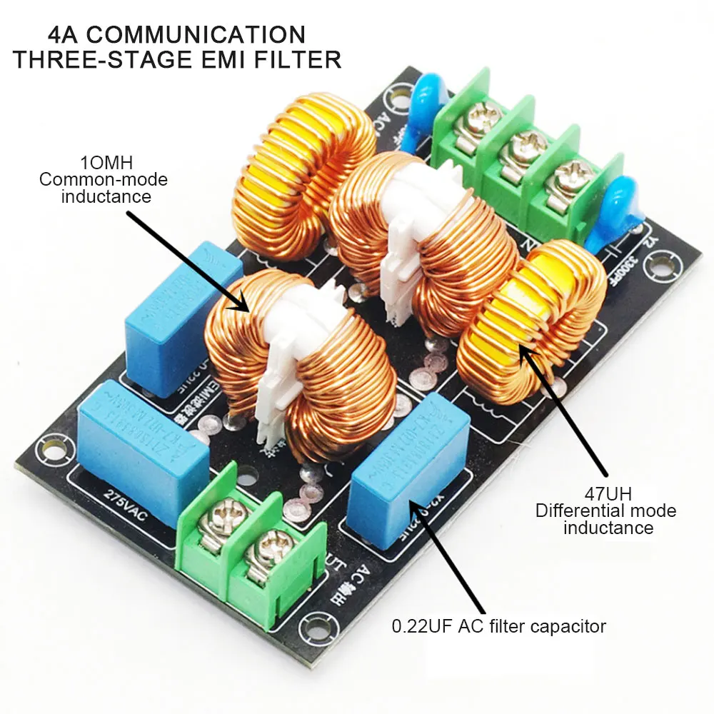 4A 10A 20A 3-stage EMI energie filtr deska střídavého 110V 220V EMI filtr FCC elektromagnetický porucha DIY souprava