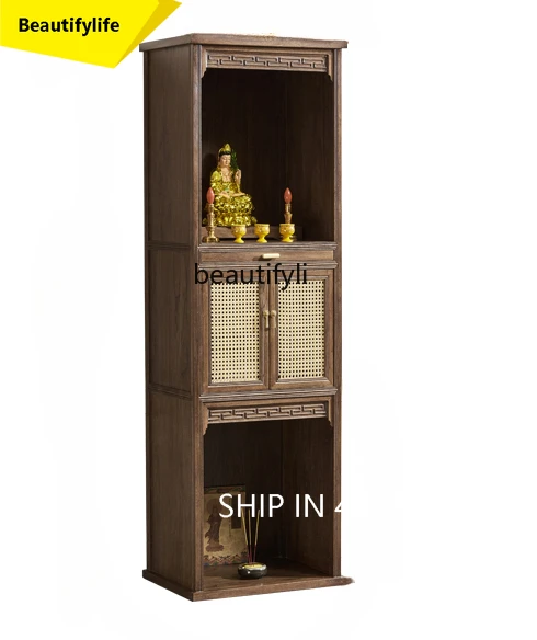 

X188 Solid Wood Three-Layer Altar Altar Household Buddha Niche New Chinese Style Buddha Cabinet God of Wealth Landlord Cabinet