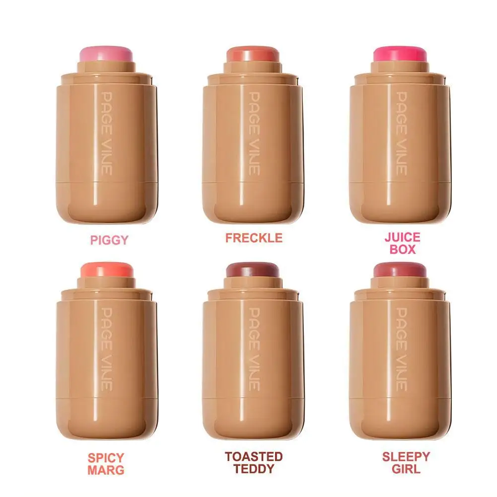 6 Color Pocket Blush Stick Lip Cheek Hydrating Stick Highlights To Brighten Natural Hydrating Muscles Dual-purpose Makeup