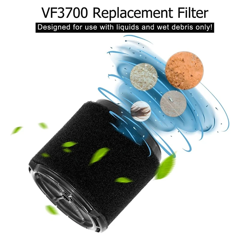 VF3700 Filter kompatibel für Ridgid Vac 3-4,5 Gallonen Shop Staubsauger, Nassanwendungsschaumfilter passend für WS0301VA