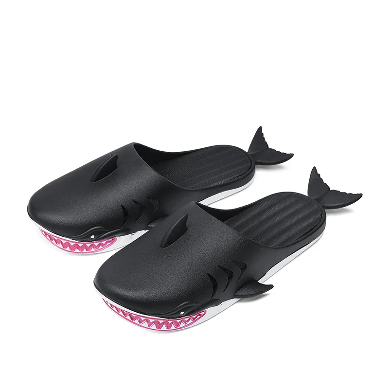 Men Slippers Cute Shark Slides 2022 Summer Home Non-slip Couples Outdoor Beach Slippers Indoor Flip Flops Women PVC Funny Shoes