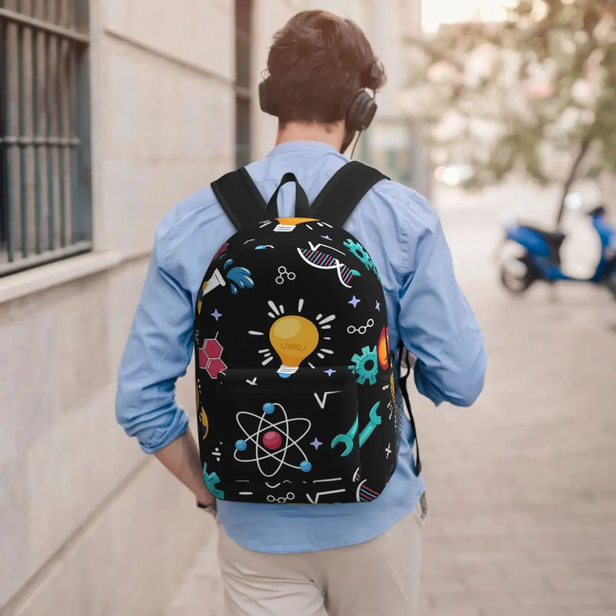 STEM Icons Pattern Science Engineering Backpack Boys Girls BookBag Children School Bag Laptop Shoulder Bags for Men Women