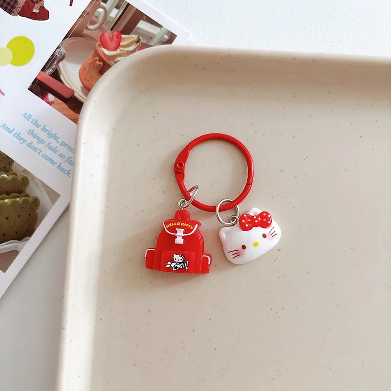 Kawaii Hello Kitty Portachiavi Ciondolo Zaino Accessori Simpatico cartone animato Anime Giocattoli Decorazione desktop Ragazza Studente Regalo all'ingrosso