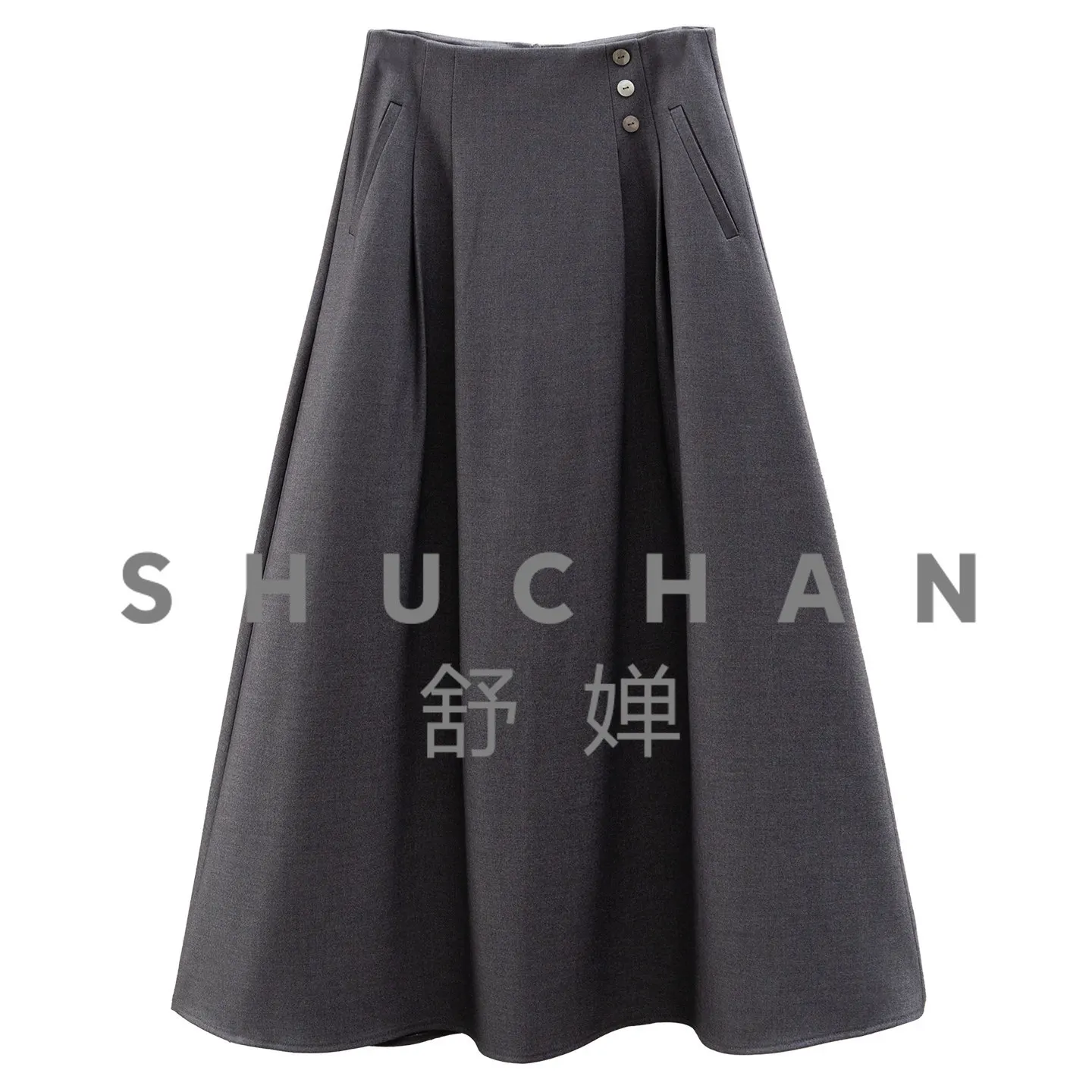 

Элегантная офисная юбка с высокой талией и широким подолом, включающая шерстяную юбку-солнце, женская юбка-зонт.