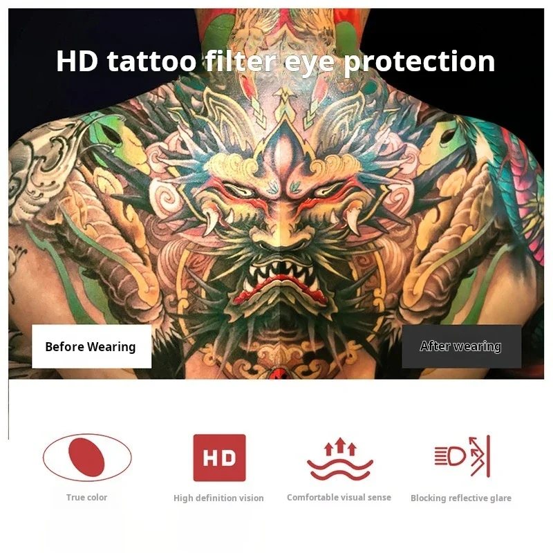 Magnetic Tattoo Goggles Tattoo Filter Eye Protection Glasses Seamless Fit Polarized Glasses for Tattoo/Makeup Studios Daily Use