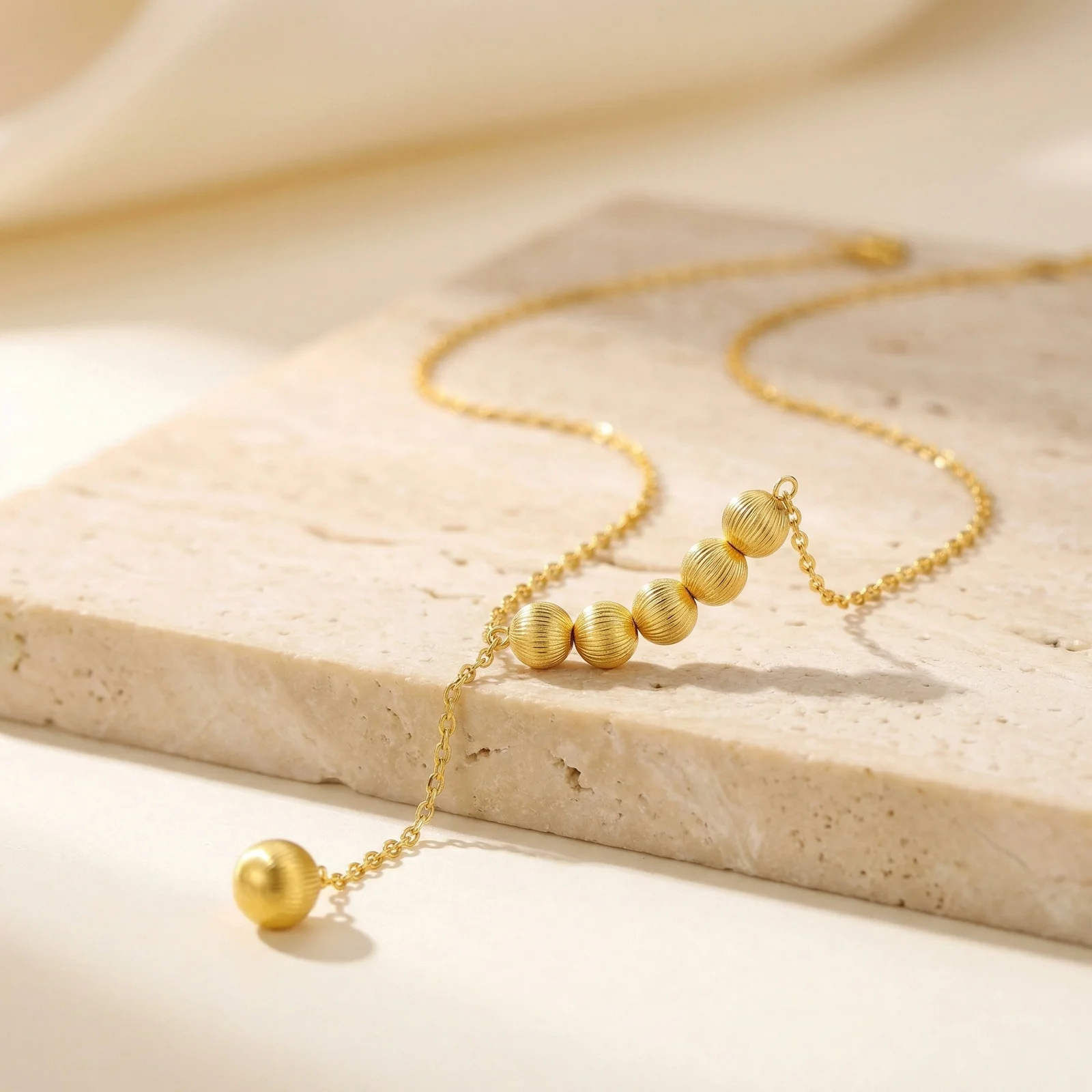 Classic Ball Pendant Necklace, Y-Shaped Long Thin Chain, Simple Metal Necklace for Women, Sweater Chain Jewelry Gift - Image 5