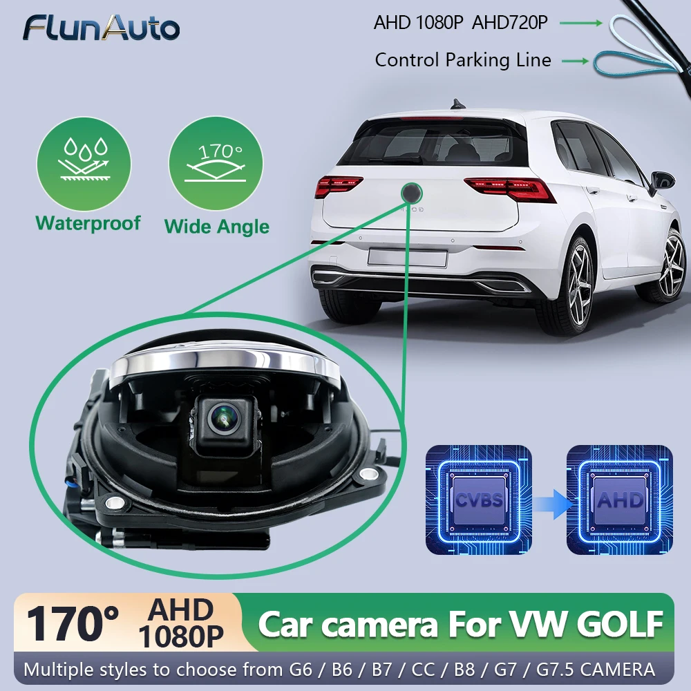 

AHD1080P -CVBS Flipping Logo Reversing Emblem Vehicle Parking CCD HD Car Rear View Camera for Golf 5678 B678 MK5 MK6 MK7