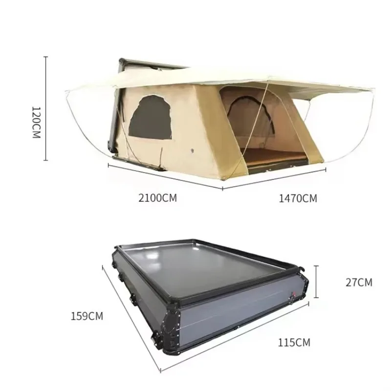 Hiking Accessories Aluminum Hard Shell Car Rooftop Tents Side Opening Camp Roof Waterproof Camping