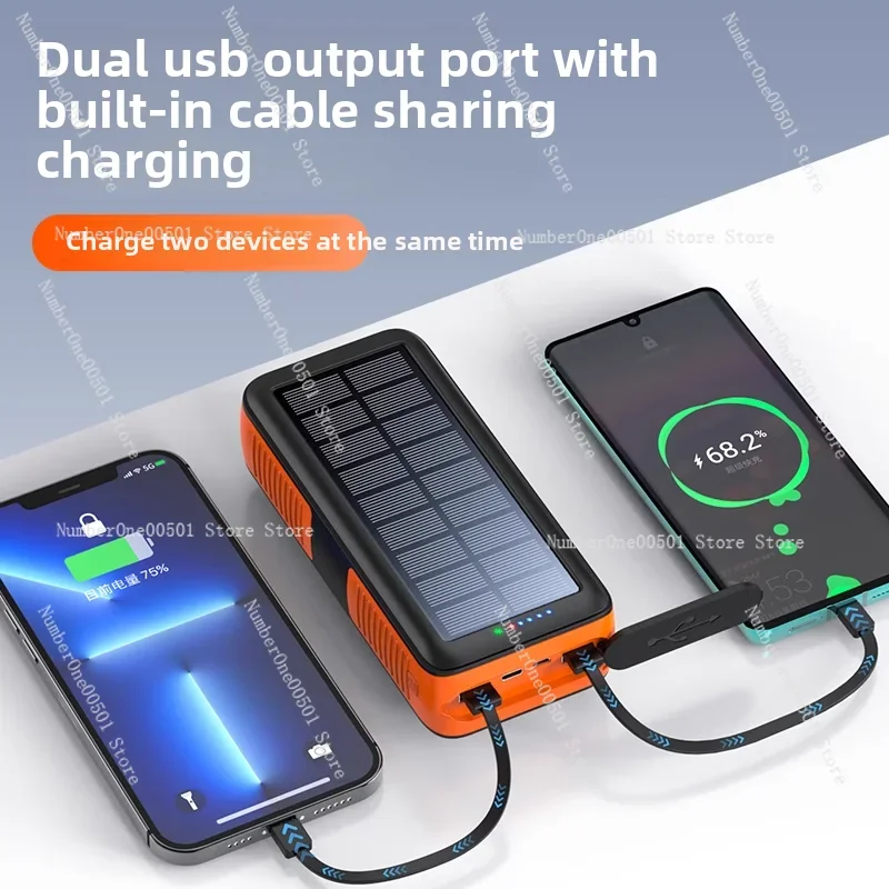 بنك طاقة يعمل بالطاقة الشمسية بقدرة 30000 مللي أمبير في الساعة، شحن بالطاقة الشمسية لهاتف iPhone Huawei OPPO، شاحن طوارئ محمول #4