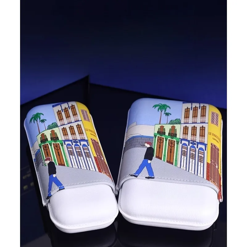 

Cigar Leather Case Portable Box Two or three protective carry-on sleeves