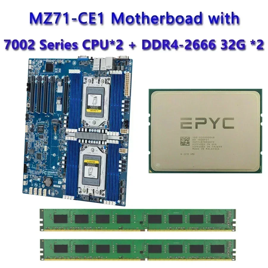 MZ71-CE1 REV.1.X Motherboard  /  32GB DDR4-2666 RAM  EPYC 7502P 7452 7402 7402P 7352 7302 7302P 7282 7272 7262 7252 7232P CPU