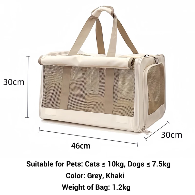 Travel Pet Carrier Bag for Cats or Small Dogs Breathable Portable Carrier Tote for 2 Cats Large Capacity Multi-Function Dog Bag
