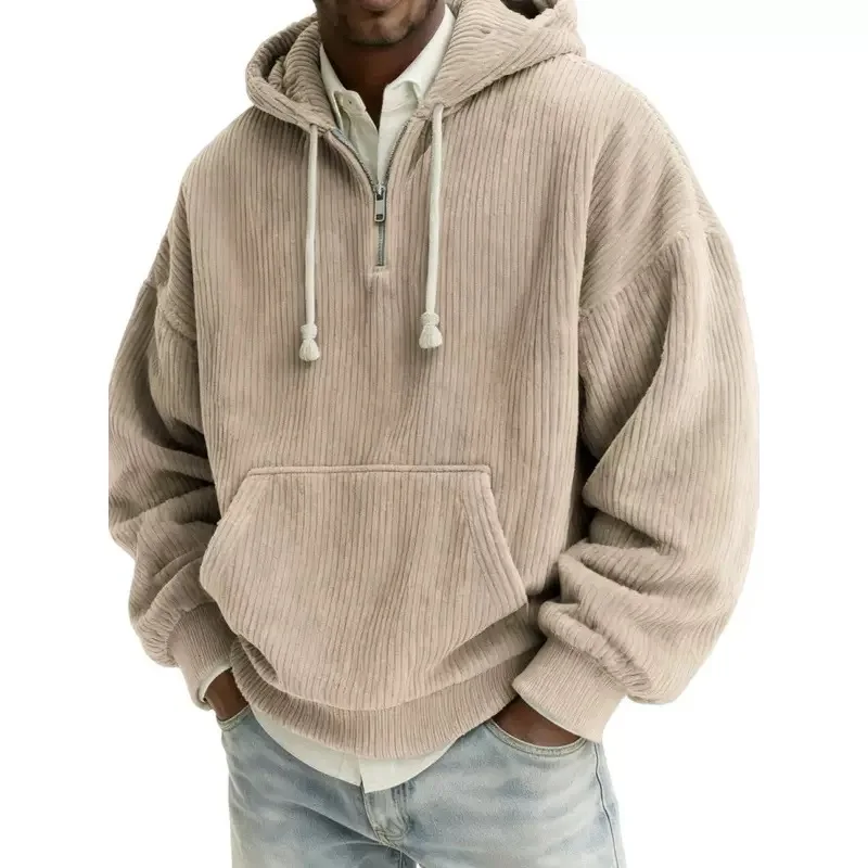 

Autumn and Spring New Pure Color American Vintage Hooded Sweatshirt Men's Casual Loose Sports Plus Size High Quality Outerwear