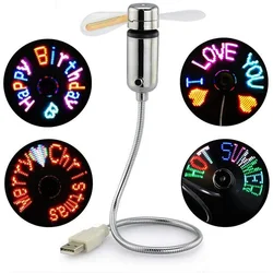 Creative USB Fan，USB LED RGB Light Programmable Fan Flexible Gooseneck DIY Message Mini USB Fan for PC Laptop Notebook Desktops