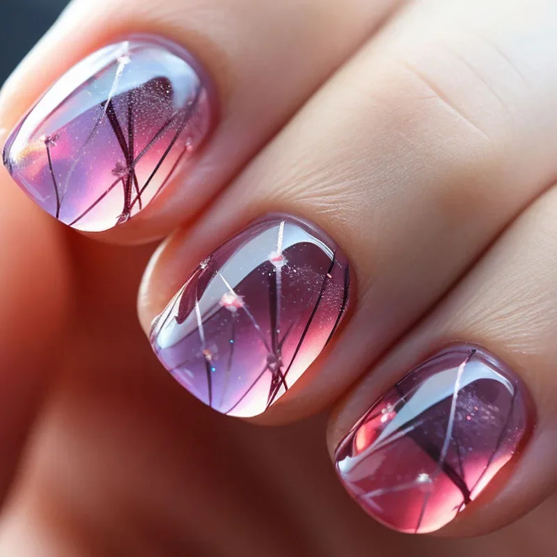 

24 Pcs Artificial Short Removable Stick on Nails Set Press on Short False Nails with Glue Autumn Press on Nails with Sticky Tabs