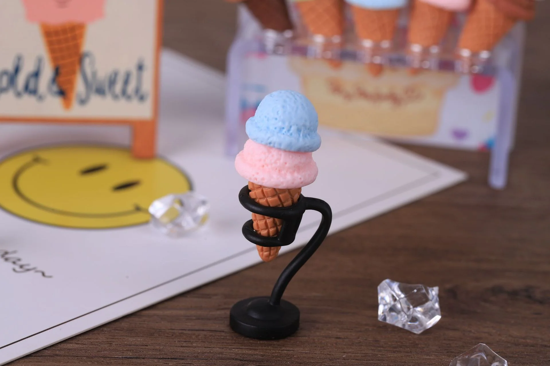 10 Stück Niedliche Doppelschichtige Dreidimensionale Eiswaffel DIY Simulations-Lebensmittel-Spielzeug Harz-Ornament – Detail 8