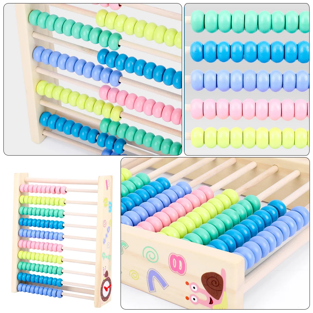 

1Pcs Wooden Math Abacus Frame Multi-Functional Educational Drawing Board for Children Color Recognition Memory Improvement Math
