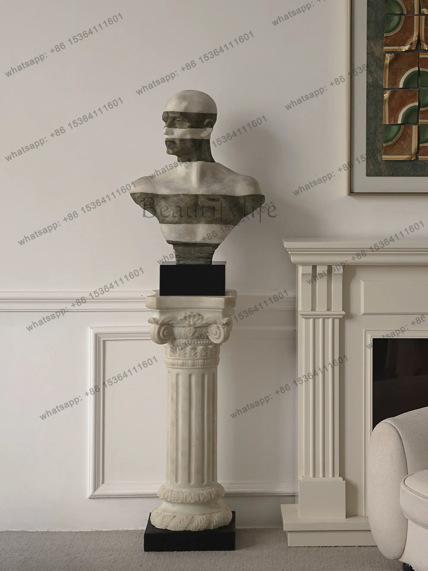 hot French vintage style floor-standing high-end column entryway living room ornament