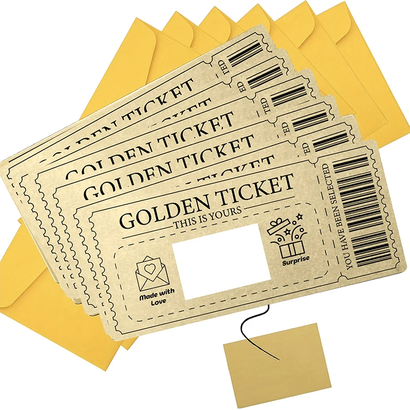 Scratch-off Card Raffle Gift Scratch Off Ticket Golden Ticket Surprise Concert Ticket Party Favor With Envelope Cinema Voucher